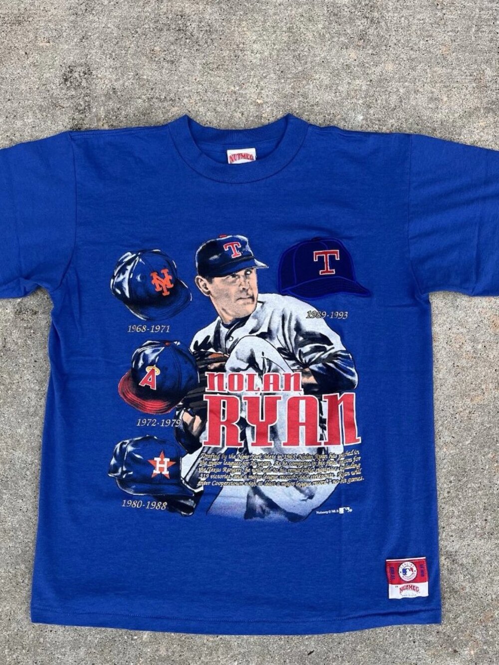 Vintage Nutmeg Mills Nolan Ryan T-shirt Size Large Men’s MLB 90
